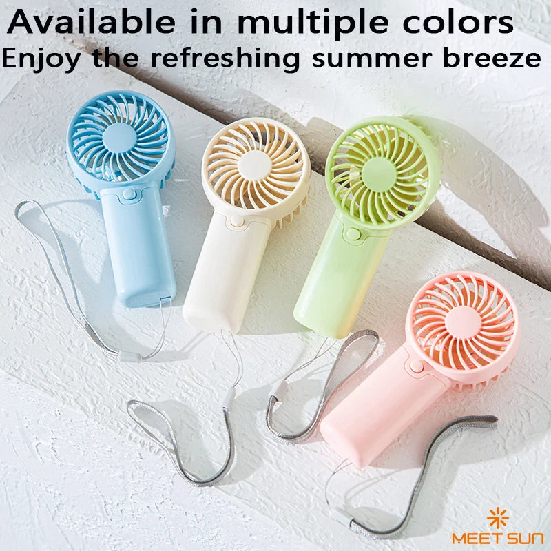 Small Fan + Handheld + Portable with Wrist Strap + Requires AAA Batteries + 1 Speed Setting + Cross-Border Bestseller