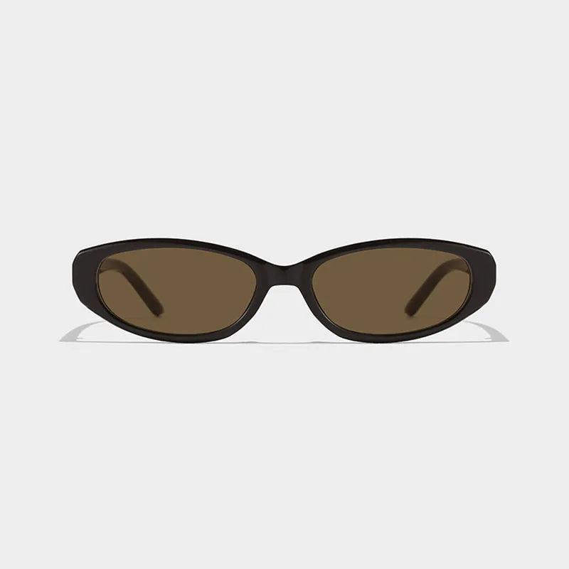 Retro Oval Sunglasses for Women Men Y2k Narrow Cat Eye Sunnies Skinny Shades Blue & Transparent Lens Punk Rectangle Sun Glasses