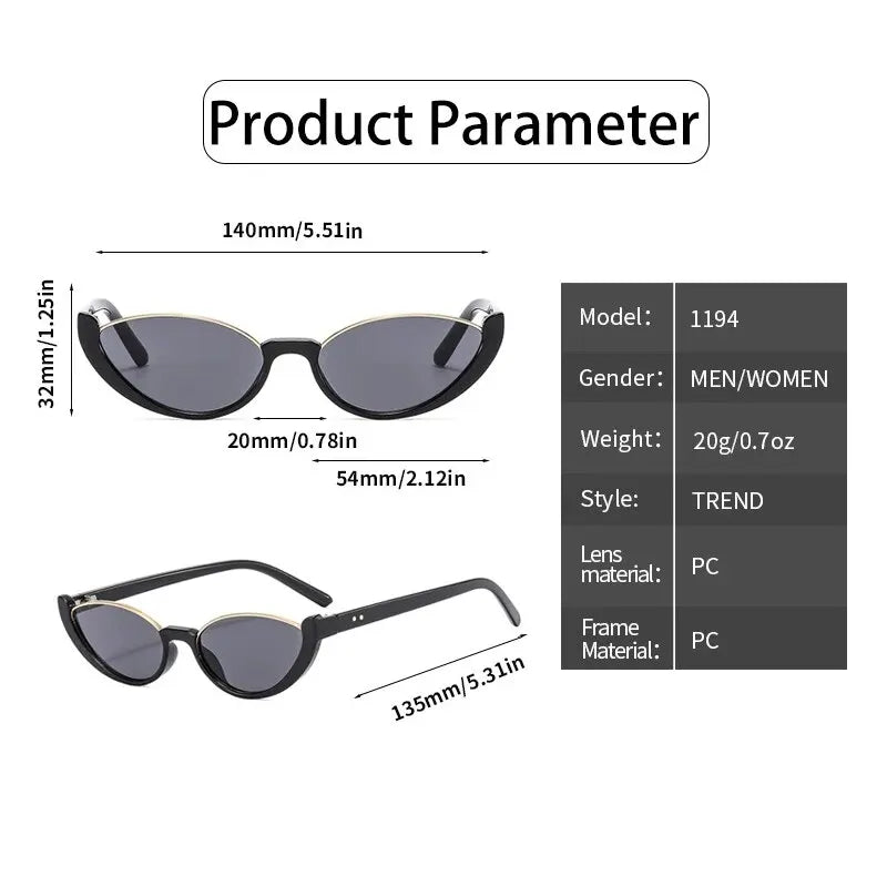 Half Frame Cat-eye Sunglasses Fashion Style Colored Women's Sunglasses Uv400