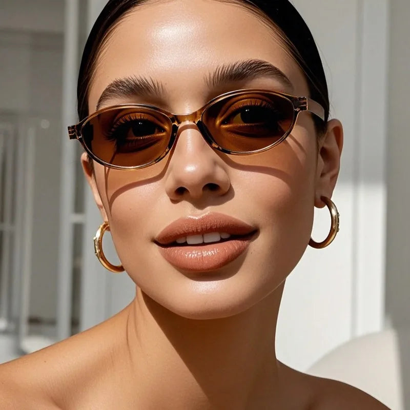 3pcs European and American Retro Oval Small Frame Women's Fashionable Sunglasses, Personalized Trendy Glasses