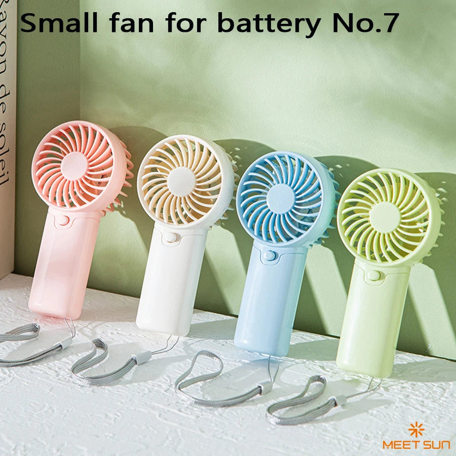 Small Fan + Handheld + Portable with Wrist Strap + Requires AAA Batteries + 1 Speed Setting + Cross-Border Bestseller