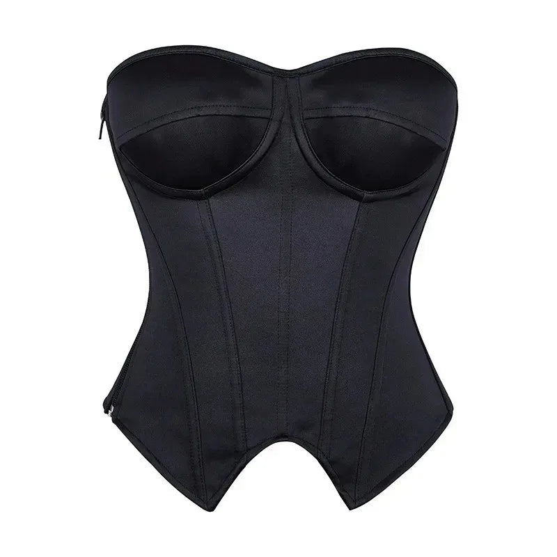 Bestseller Women's Striped Blazer with Built-in Underwire Bra, Side Zipper & Boned Corset Design - Slim Fit Fashion Jacket