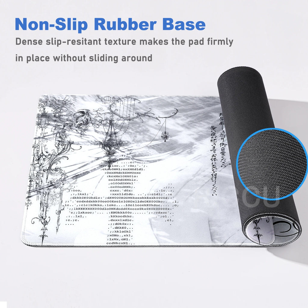 Anime Aesthetics Mousepad Black White Angel Mouse Pad Office PC Keyboard Desks Decort DeskMat Office Accessories E-Sports Carpet