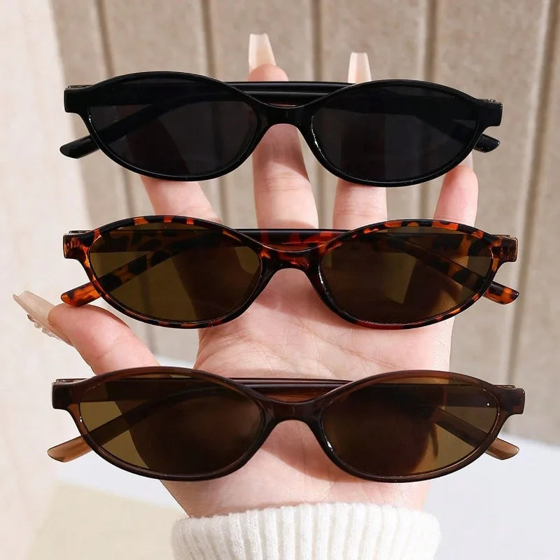 3pcs European and American Retro Oval Small Frame Women's Fashionable Sunglasses, Personalized Trendy Glasses