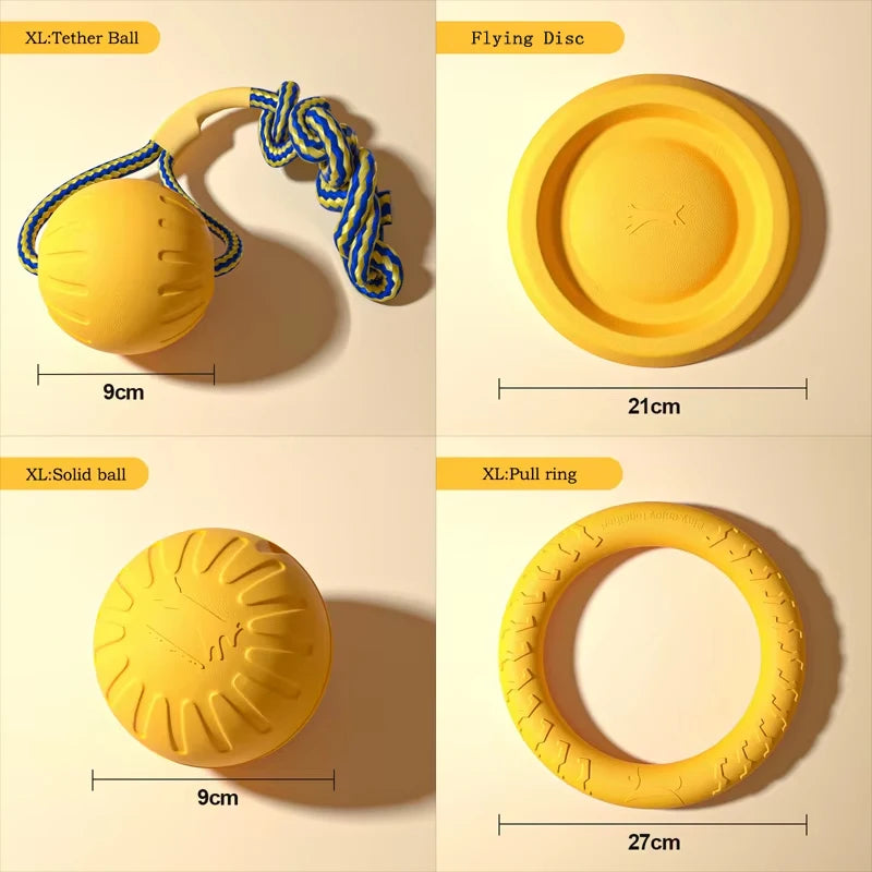EVA Durable Dog Toys 4 Pack Flying Disc + Ball + Tug Rope for Puppy&Adult Dogs Chew-Proof Teeth Cleaning Set（2024 Best Seller）