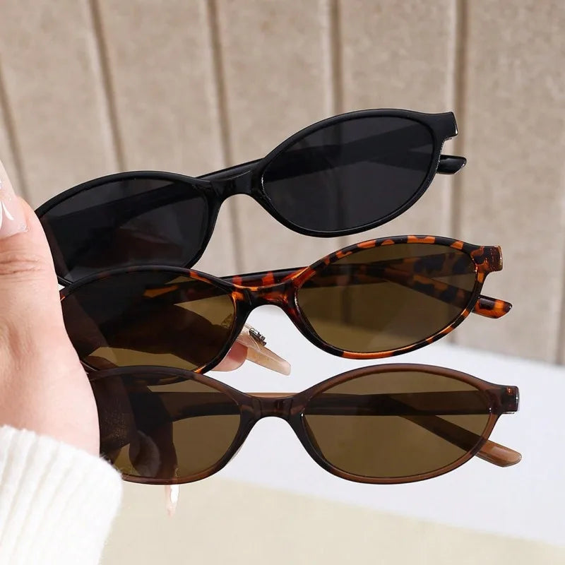 3pcs European and American Retro Oval Small Frame Women's Fashionable Sunglasses, Personalized Trendy Glasses