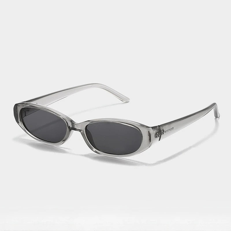 Retro Oval Sunglasses for Women Men Y2k Narrow Cat Eye Sunnies Skinny Shades Blue & Transparent Lens Punk Rectangle Sun Glasses
