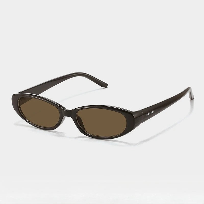 Retro Oval Sunglasses for Women Men Y2k Narrow Cat Eye Sunnies Skinny Shades Blue & Transparent Lens Punk Rectangle Sun Glasses