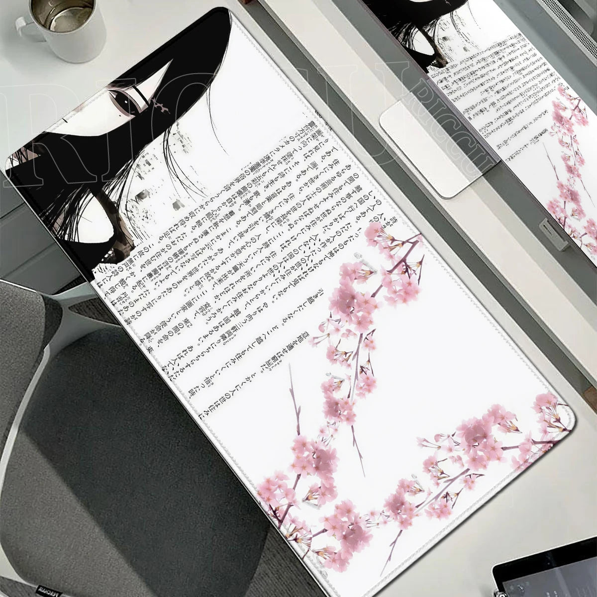 Anime Aesthetics Mousepad Black White Angel Mouse Pad Office PC Keyboard Desks Decort DeskMat Office Accessories E-Sports Carpet