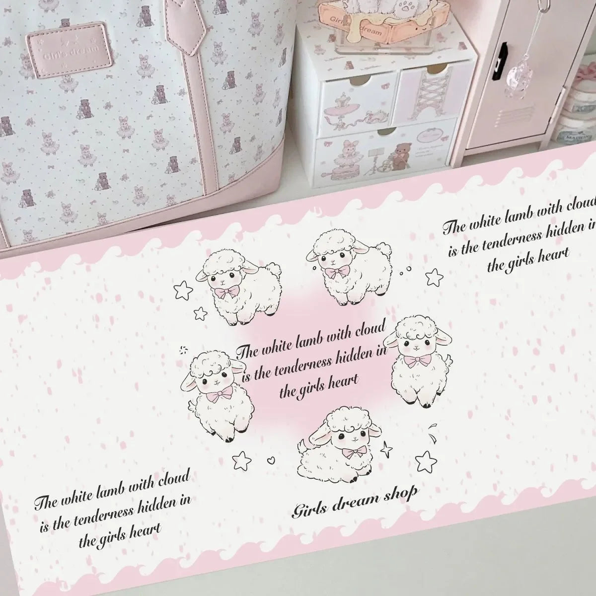Leather Desk Pad Protector Pink Bunny Gradient Rabbit Love Mouse Pad Office Desk Mat Waterproof Non-Slip PU Desk Blotter Pad