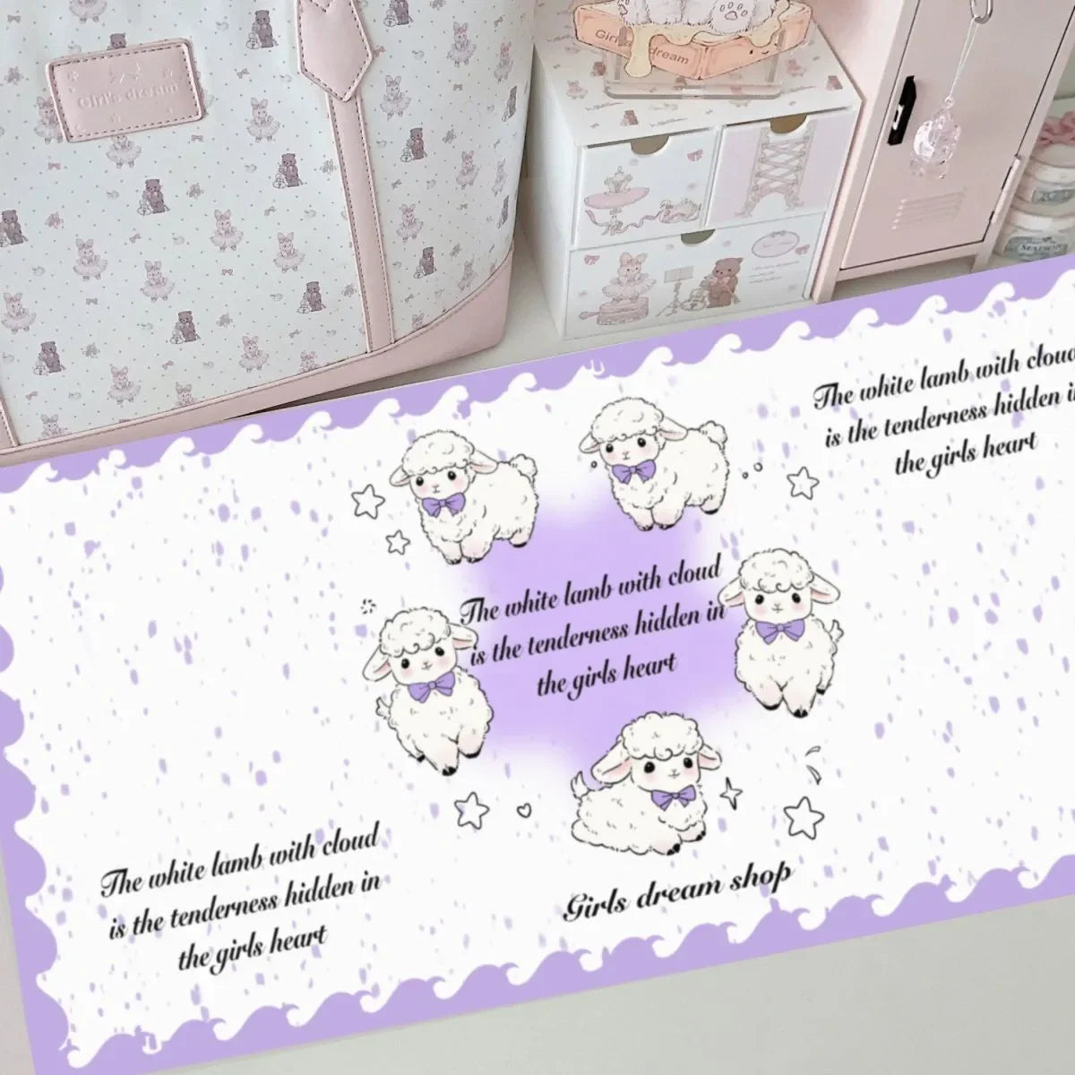 Leather Desk Pad Protector Pink Bunny Gradient Rabbit Love Mouse Pad Office Desk Mat Waterproof Non-Slip PU Desk Blotter Pad